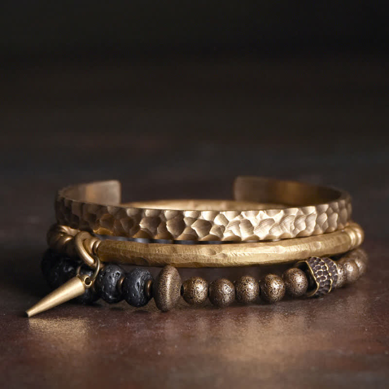 ATELIER-TIBET – Bracelet Spirituel Équilibre en Pierre de Lave 8 mm & Cuivre