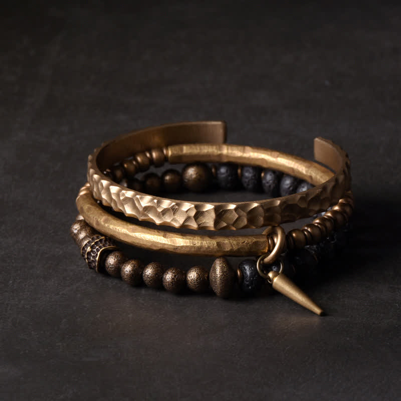 ATELIER-TIBET – Bracelet Spirituel Équilibre en Pierre de Lave 8 mm & Cuivre