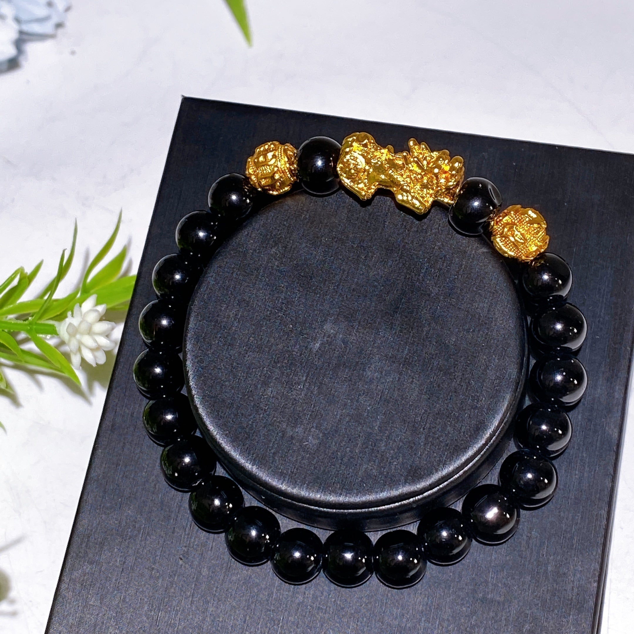 ATELIER-TIBET – Bracelet Pixiu en Pierres Naturelles – Tradition Feng Shui – Perles 8 ou 12 mm