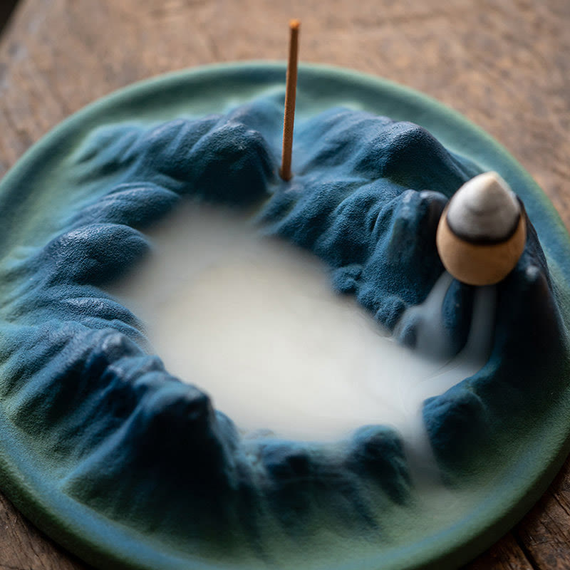 ATELIER-TIBET Brûleur d'encens à refoulement en céramique Creative Mountain River