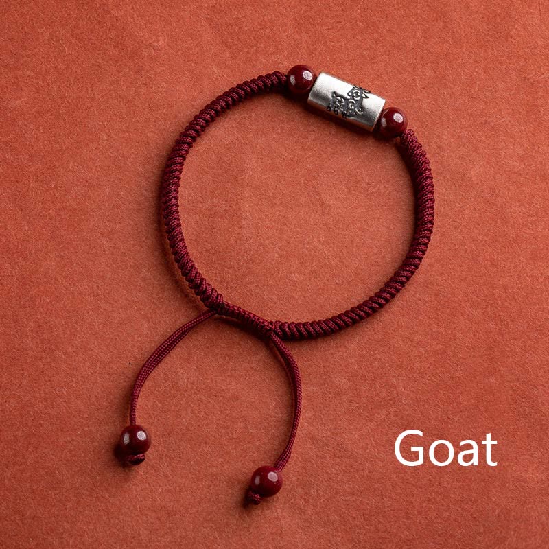 ATELIER-TIBET – Bracelet de Protection Zodiaque Chinois en Argent Sterling 925 & Fil Rouge (Ajustable)