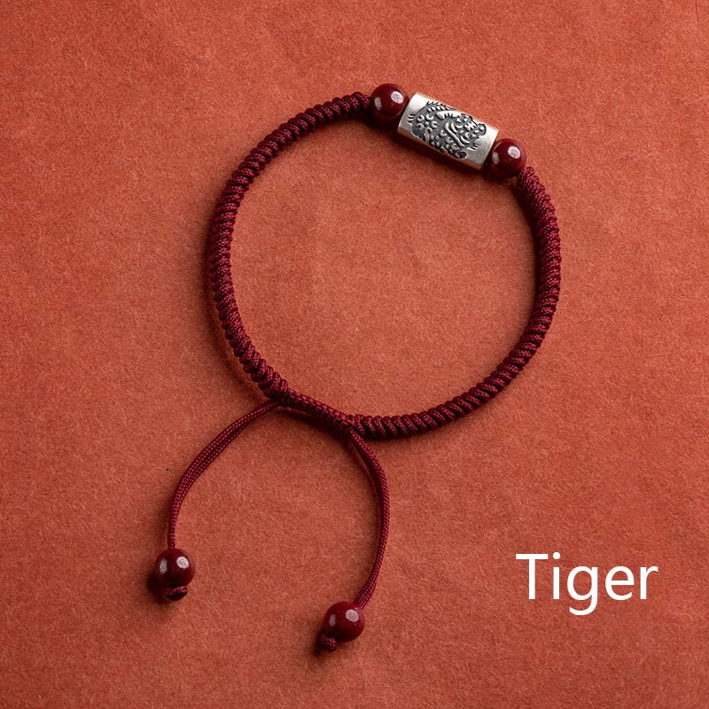ATELIER-TIBET – Bracelet de Protection Zodiaque Chinois en Argent Sterling 925 & Fil Rouge (Ajustable)