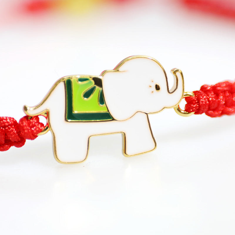 ATELIER-TIBET Bracelet Éléphant Argent 925 Cordon Rouge Traditionnel