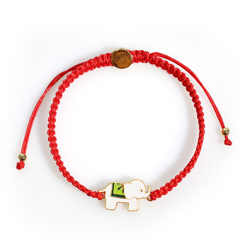 ATELIER-TIBET Bracelet Éléphant Argent 925 Cordon Rouge Traditionnel