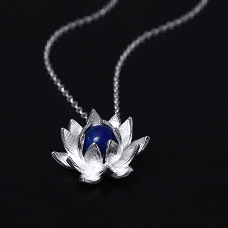ATELIER-TIBET Collier Lotus Argent 925 & Lazurite – Clarté & Sérénité
