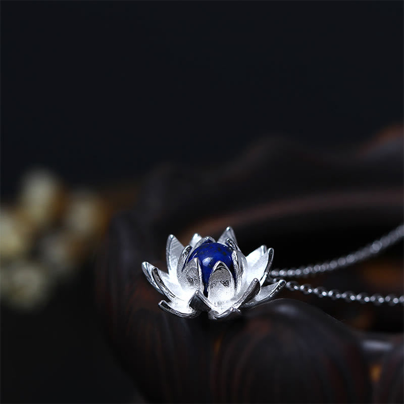 ATELIER-TIBET Collier Lotus Argent 925 & Lazurite – Clarté & Sérénité