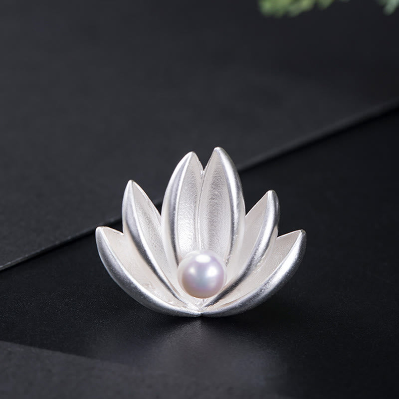ATELIER-TIBET Broche Lotus & Perle Argent 925 – Renaissance & Élégance