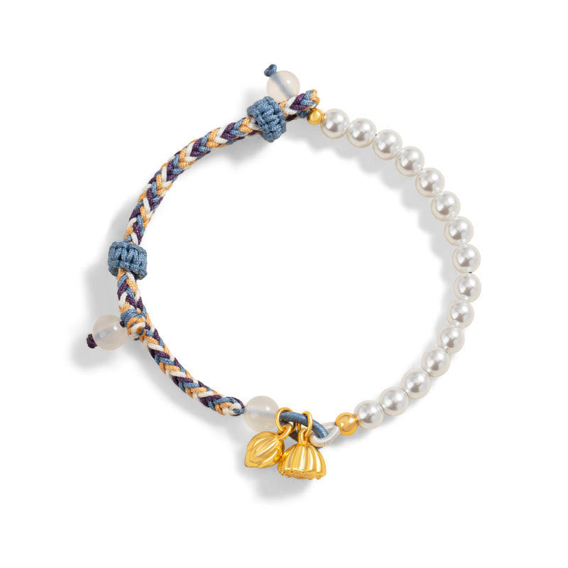 ATELIER-TIBET Bracelet Lotus Perle & Calcédoine Argent 925 – Pureté & Harmonie