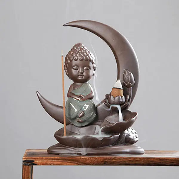ATELIER-TIBET – Brûleur d’Encens Bouddha Lunaire à Refoulement