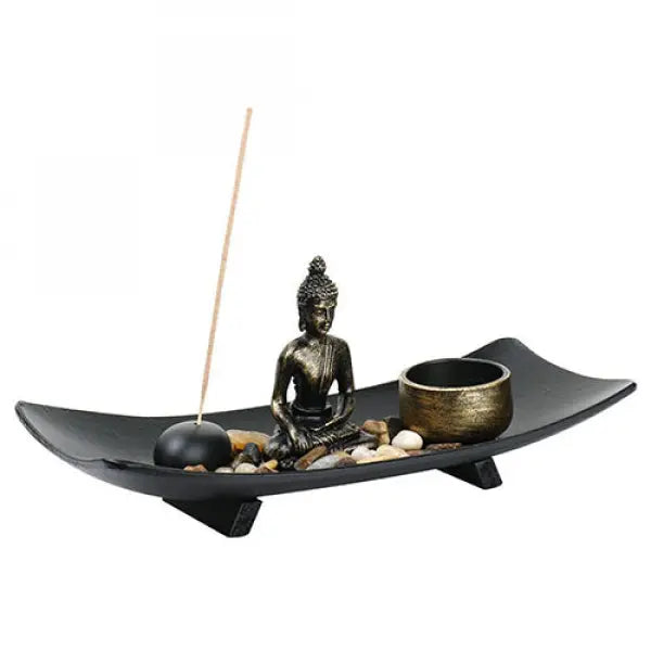 ATELIER-TIBET – Porte-Encens Zen Bouddha avec Plateau Décoratif