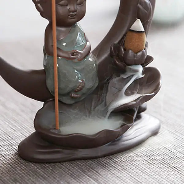 ATELIER-TIBET – Brûleur d’Encens Bouddha Lunaire à Refoulement