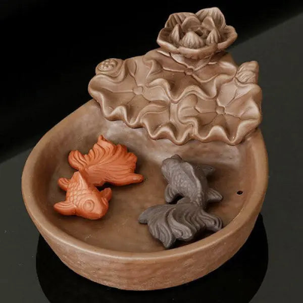 ATELIER-TIBET – Brûleur d’Encens Japonais Cascade Lotus & Carpes Koï