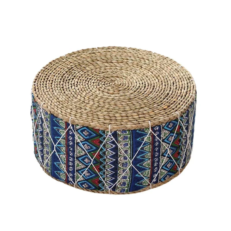 ATELIER-TIBET – Coussin de Méditation Ethnique en Paille Naturelle – 30 × 20 cm