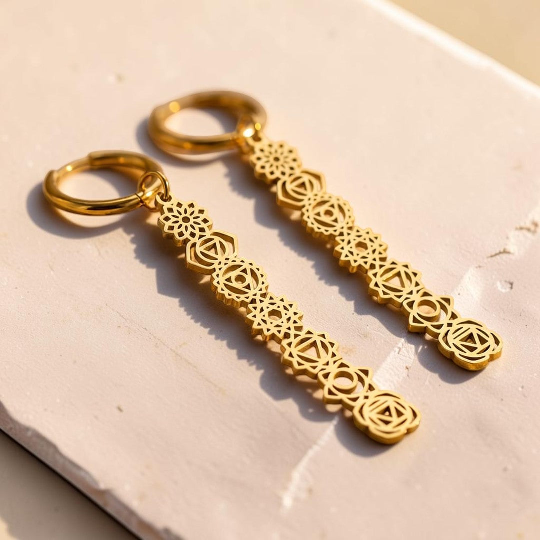 ATELIER-TIBET – Boucles d'oreilles Symboles des 7 Chakras