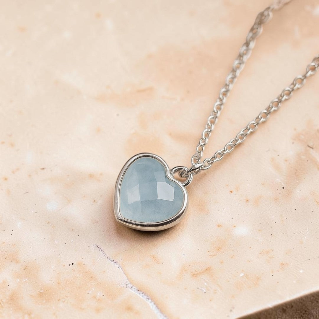 ATELIER-TIBET – Pendentif Coeur en Aigue-Marine