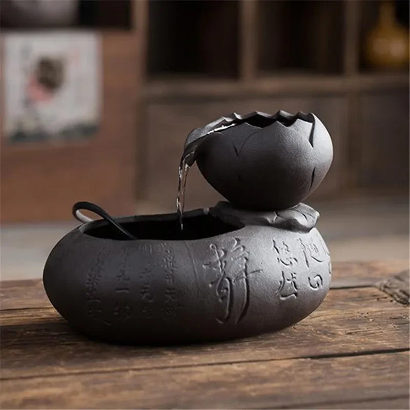 ATELIER-TIBET – Fontaine Japonaise Nippone en Céramique & Argile Violette