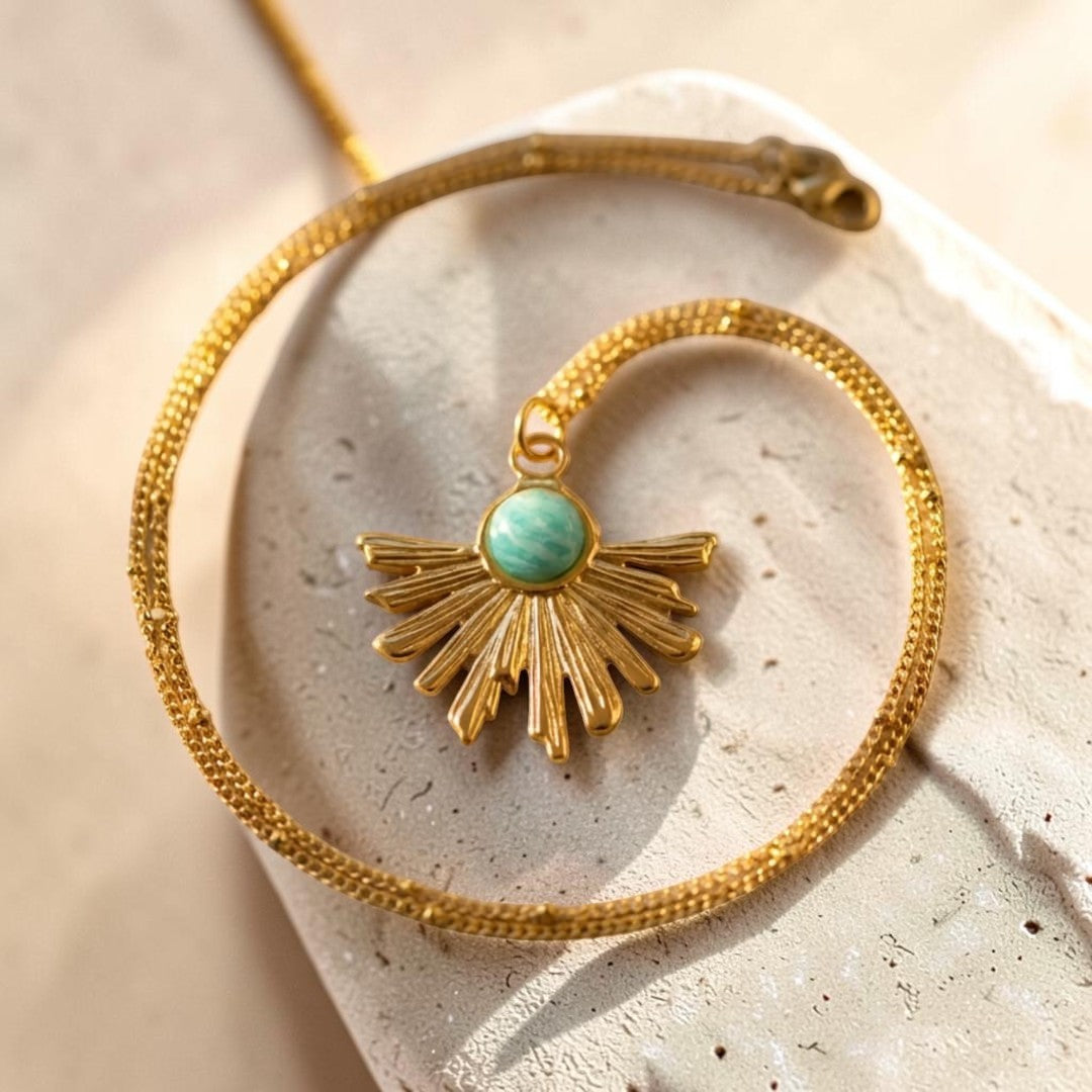ATELIER-TIBET – Pendentif Rayons zen en Amazonite