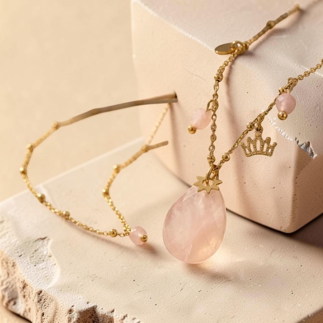 ATELIER-TIBET – Collier Cocon d'Amour en Quartz Rose