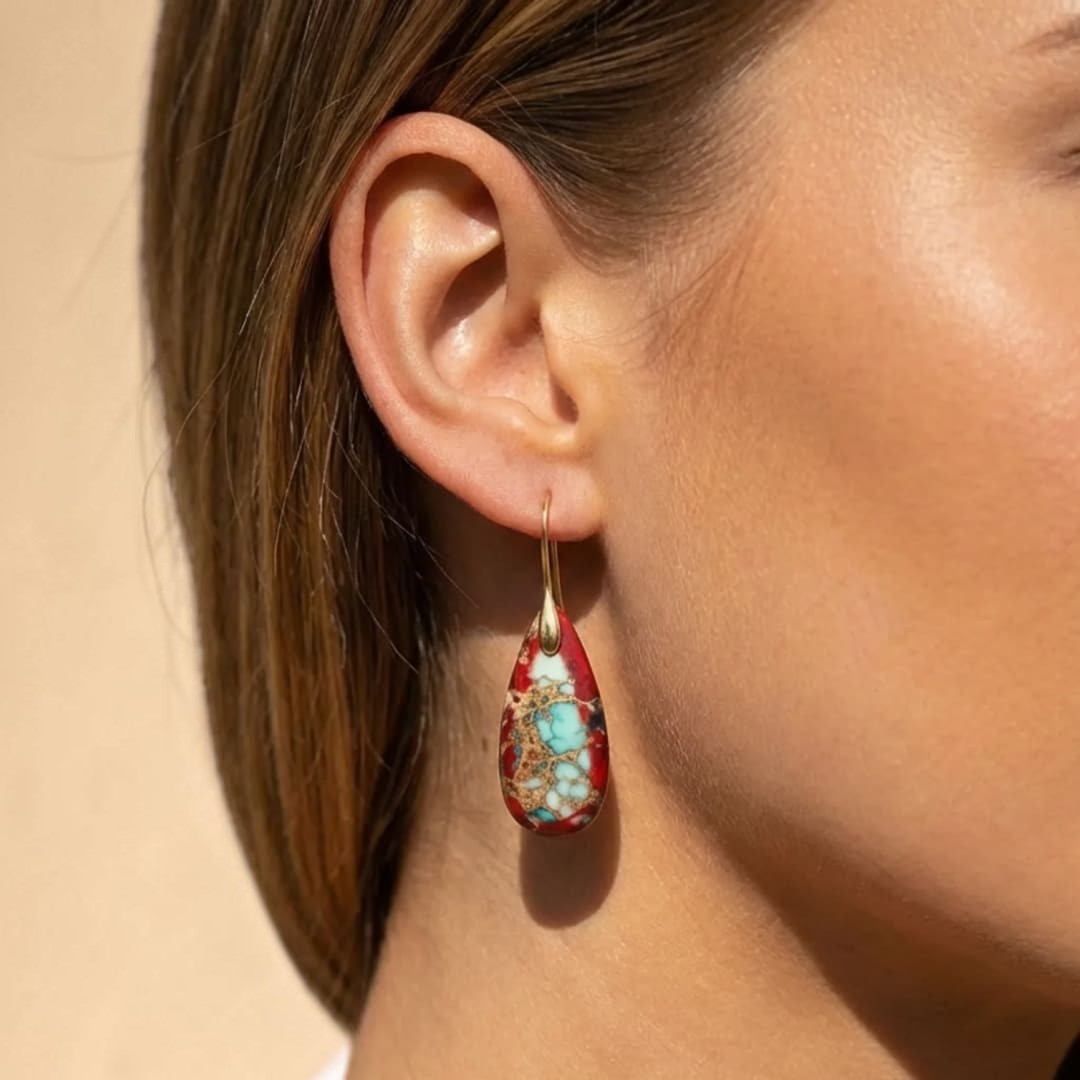 ATELIER-TIBET – Boucles d'Oreilles Larmes en Jaspe