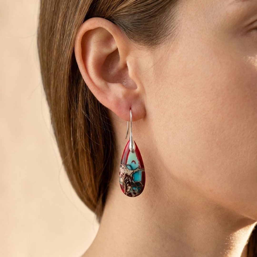 ATELIER-TIBET – Boucles d'Oreilles Larmes en Jaspe