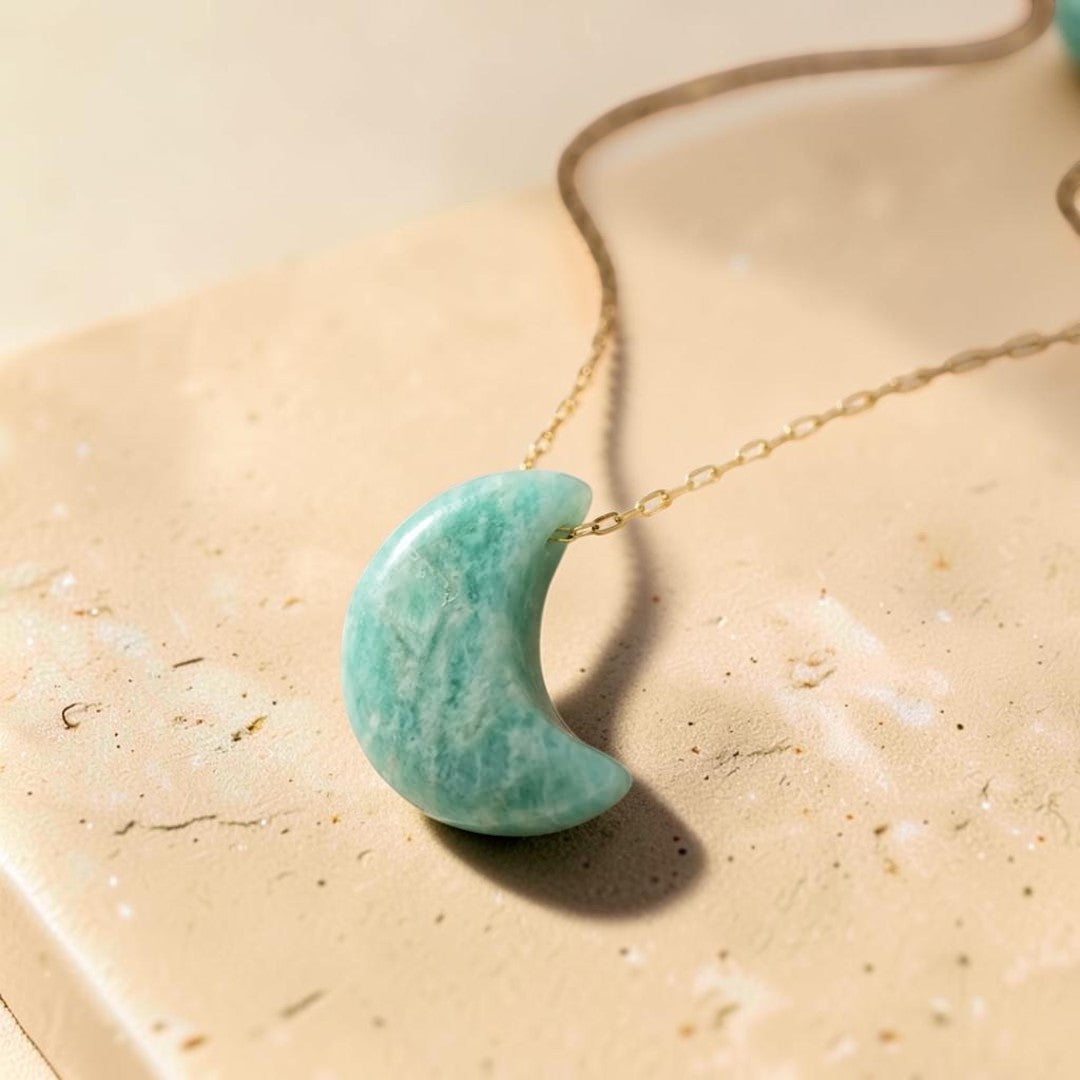 ATELIER-TIBET – Pendentif Lune Réconfort Émotionnel en Amazonite