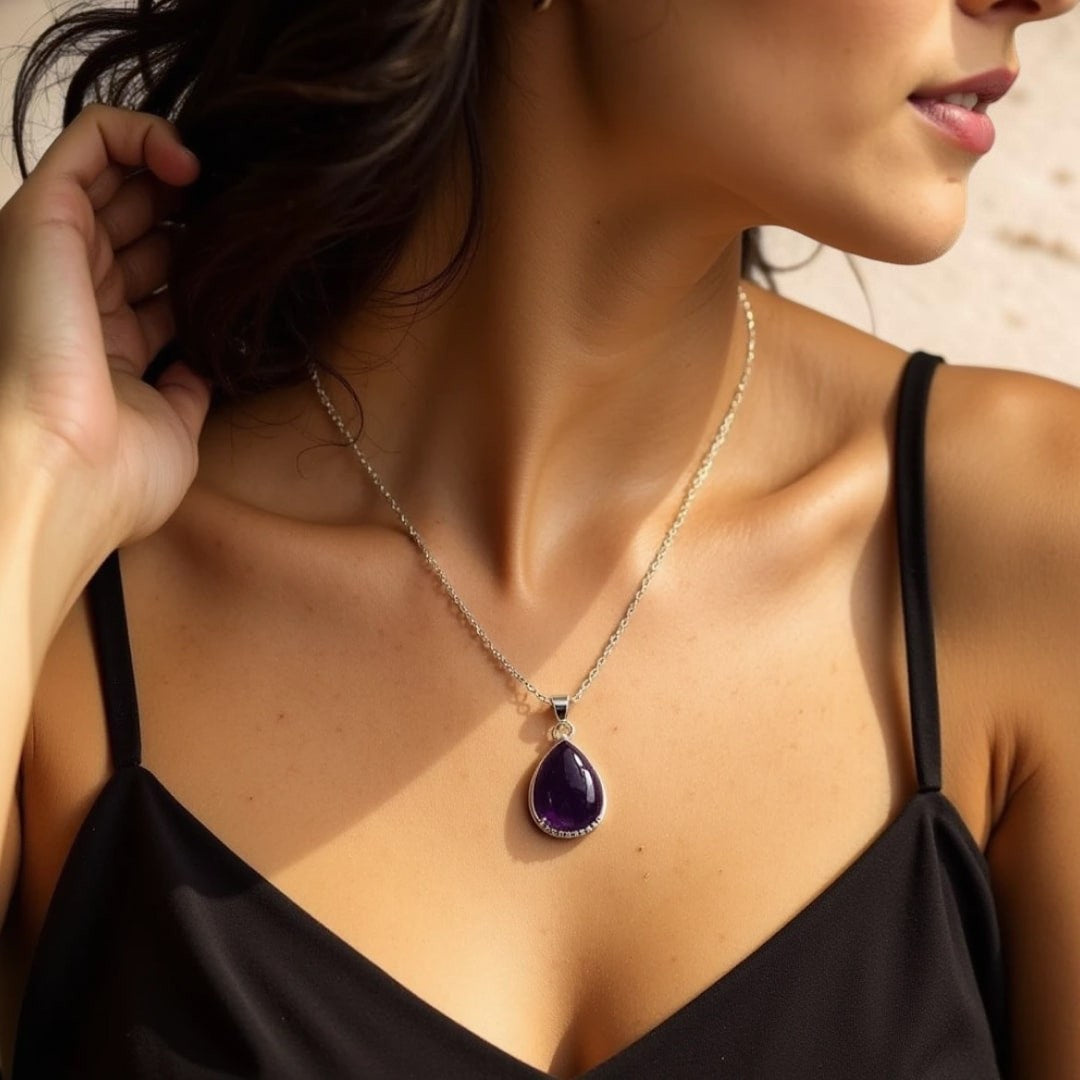 ATELIER-TIBET – Pendentif Goutte en Améthyste