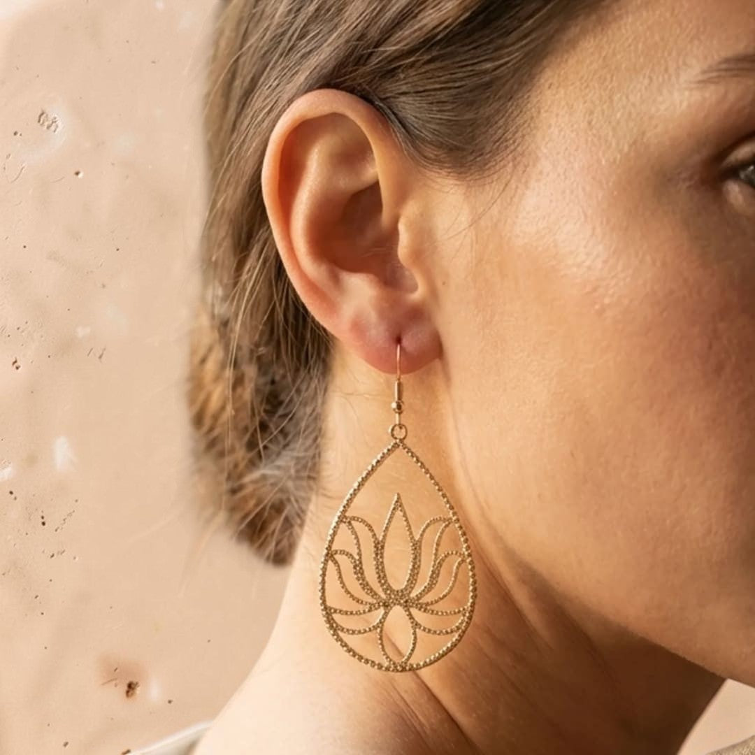ATELIER-TIBET – Boucles d’Oreilles Calme & Élégance Lotus Lumineux