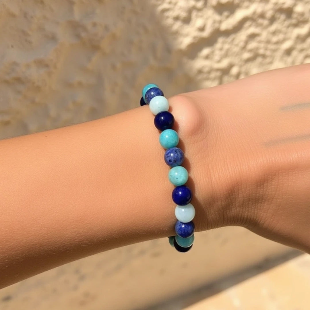 ATELIER-TIBET – Bracelet Océan en Amazonite, Lapis Lazuli, Aigue-Marine & Apatite