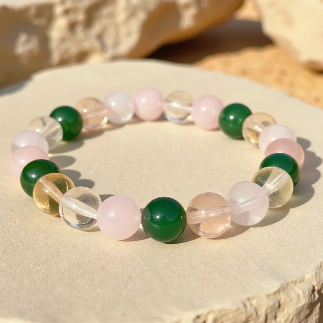 ATELIER-TIBET – Bracelet Chance & Opportunité en Aventurine, Citrine, Quartz Rose & Cristal Clair