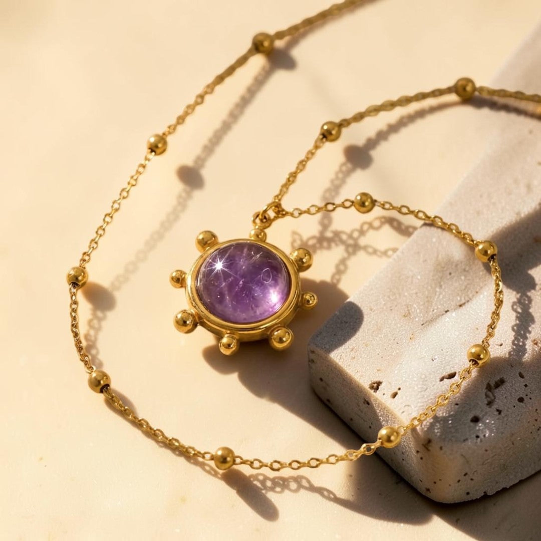 ATELIER-TIBET – Pendentif Soleil Spirituel en Améthyste