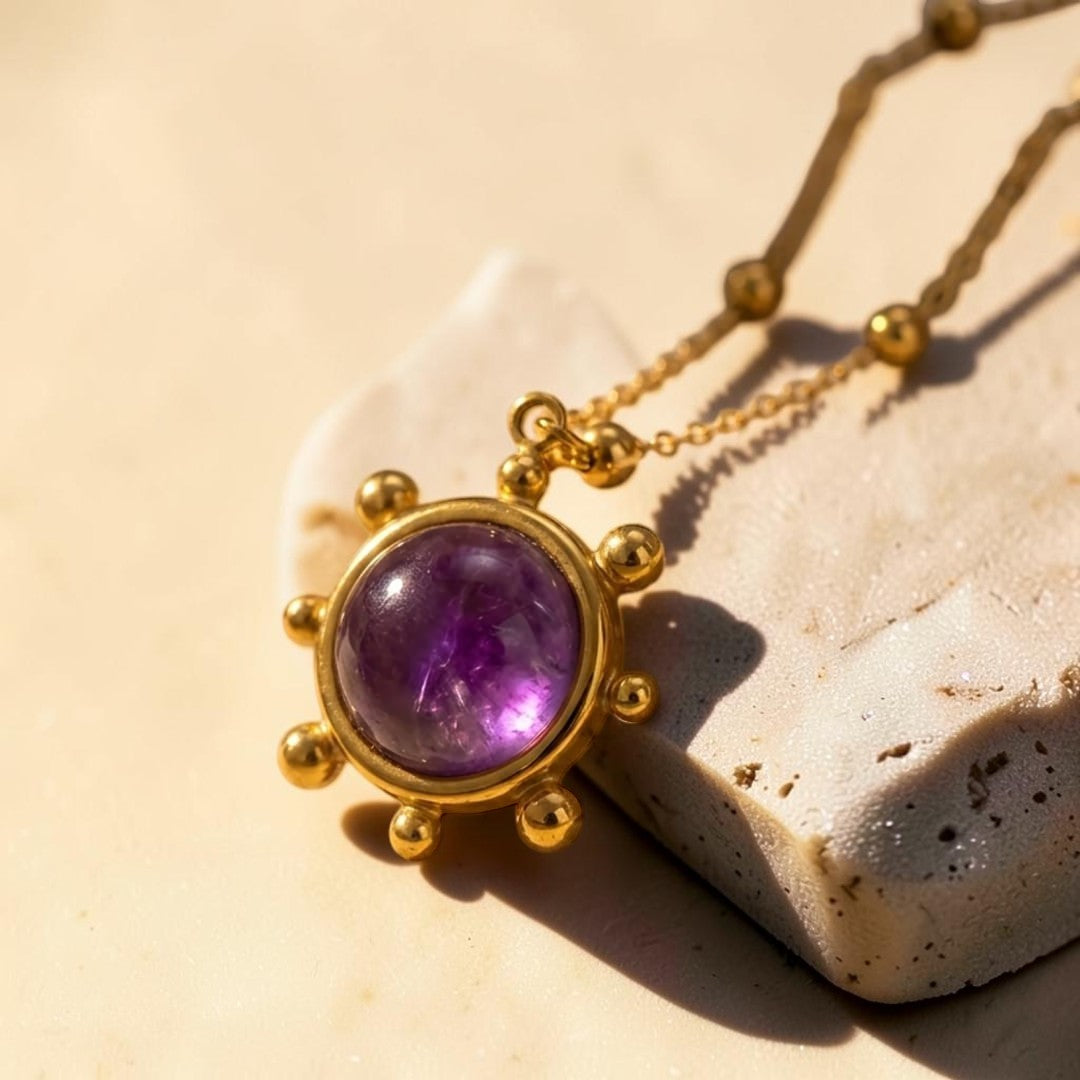 ATELIER-TIBET – Pendentif Soleil Spirituel en Améthyste