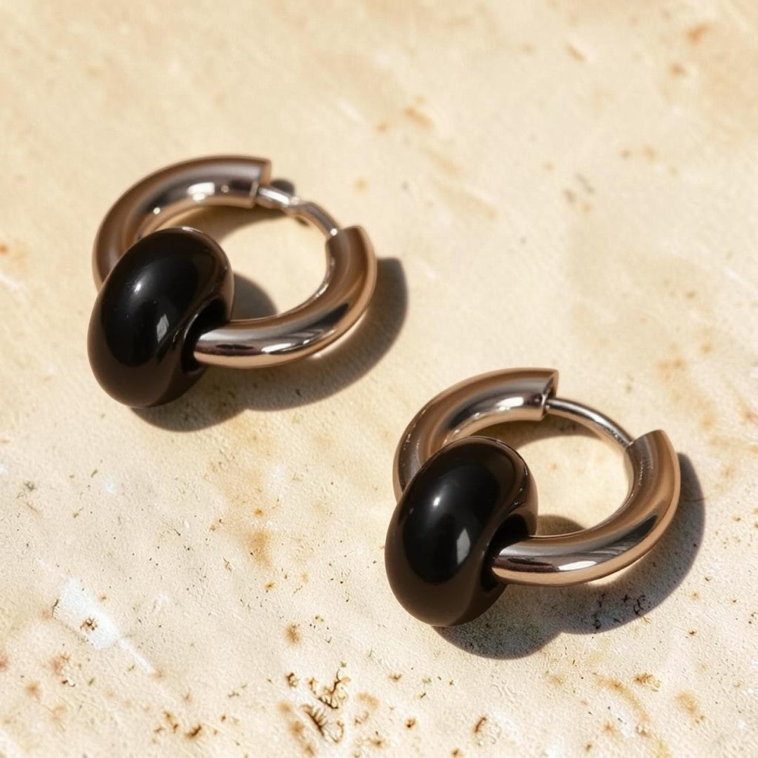 ATELIER-TIBET – Boucles d'Oreilles Double Créole en Pierres Naturelles