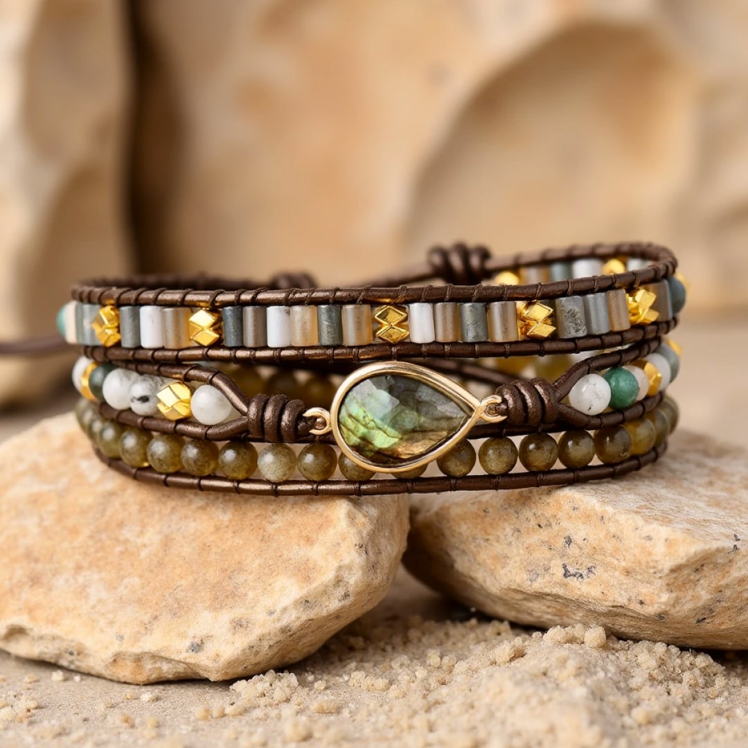 ATELIER-TIBET – Bracelet Wrap Protection en Labradorite