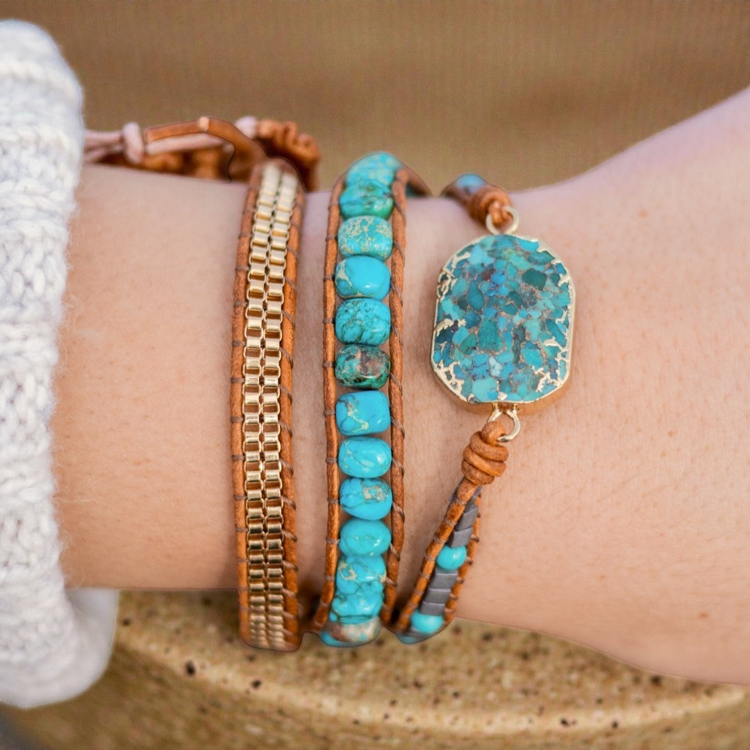 ATELIER-TIBET – Bracelet Wrap Énergie Apaisante en Turquoise