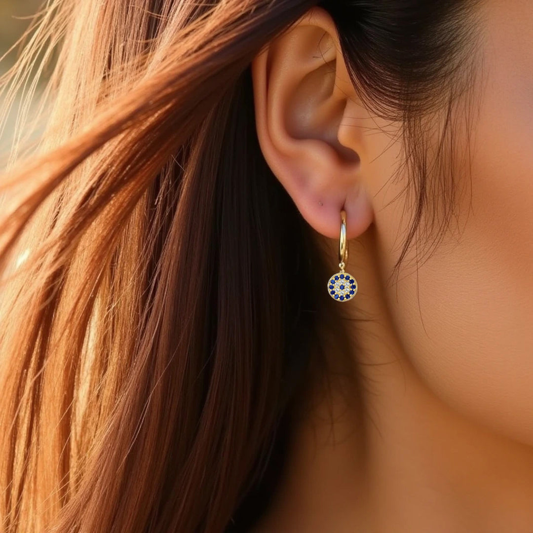 ATELIER-TIBET – Boucles d'Oreilles Oeil Bleu Protecteur