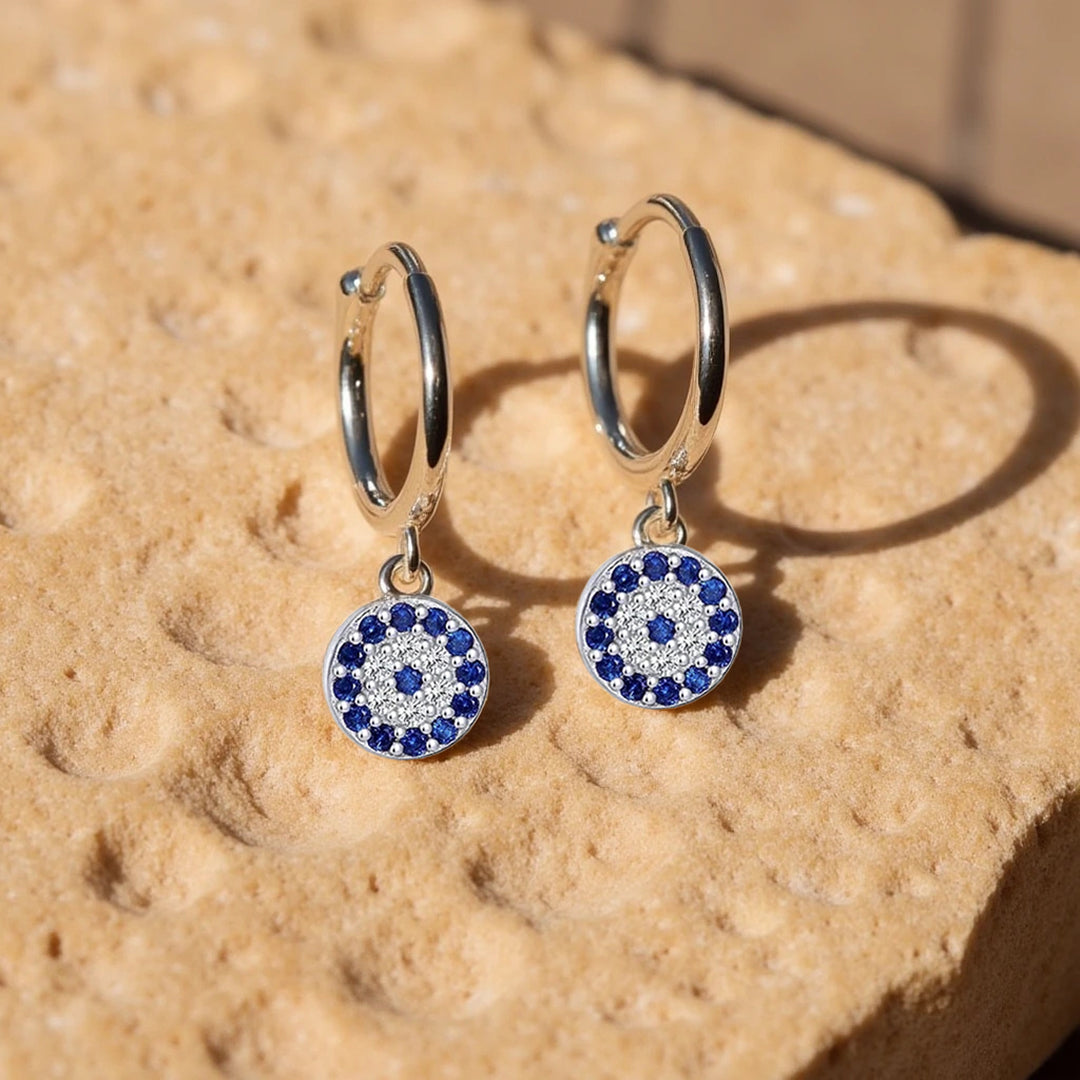 ATELIER-TIBET – Boucles d'Oreilles Oeil Bleu Protecteur