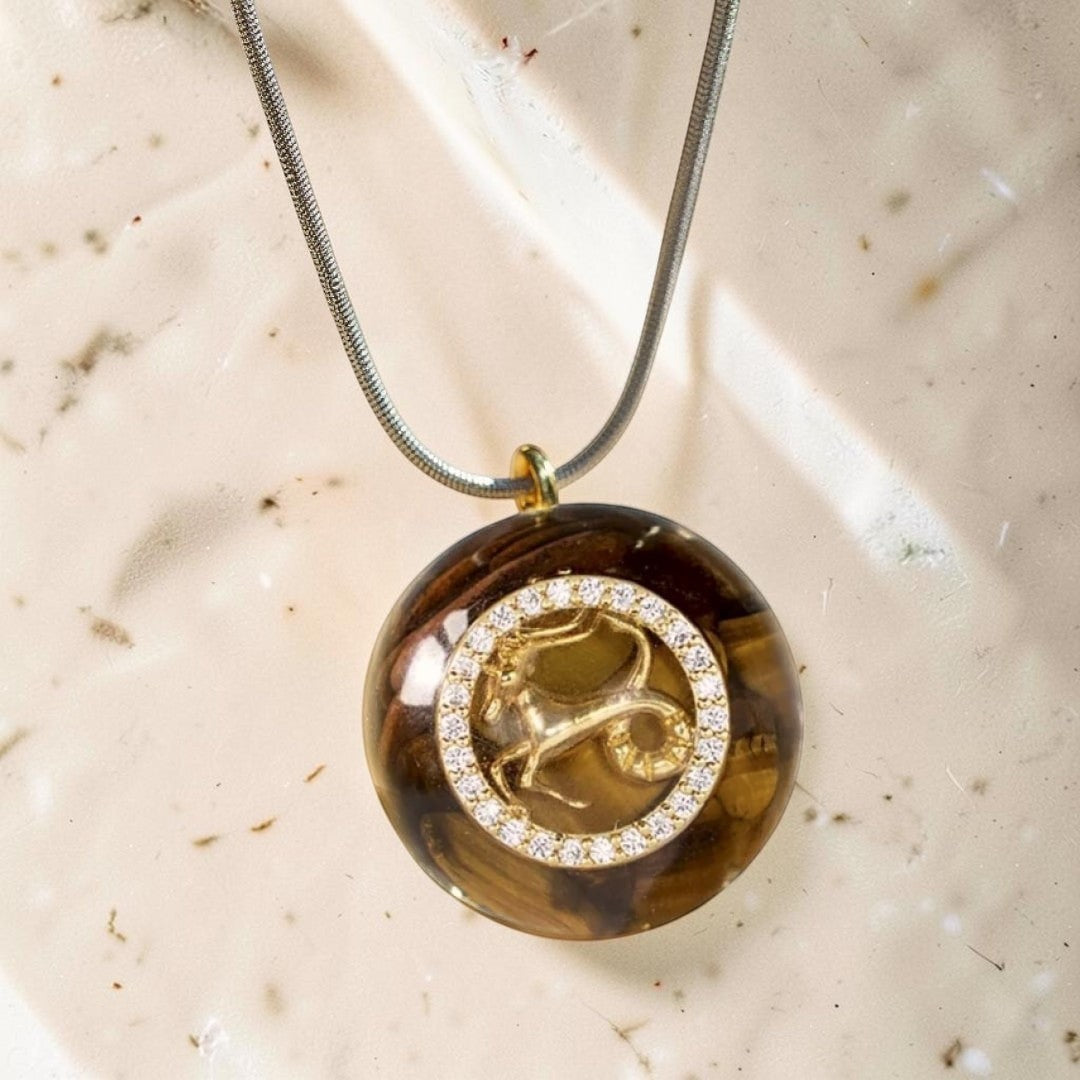ATELIER-TIBET – Pendentif Orgonite Signe Astrologique en Pierre Naturelle