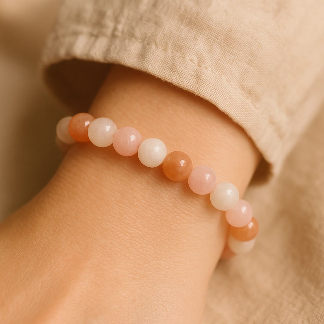 ATELIER-TIBET – Bracelet Vénus en Pierre de Soleil, Quartz Rose & Pierre de Lune