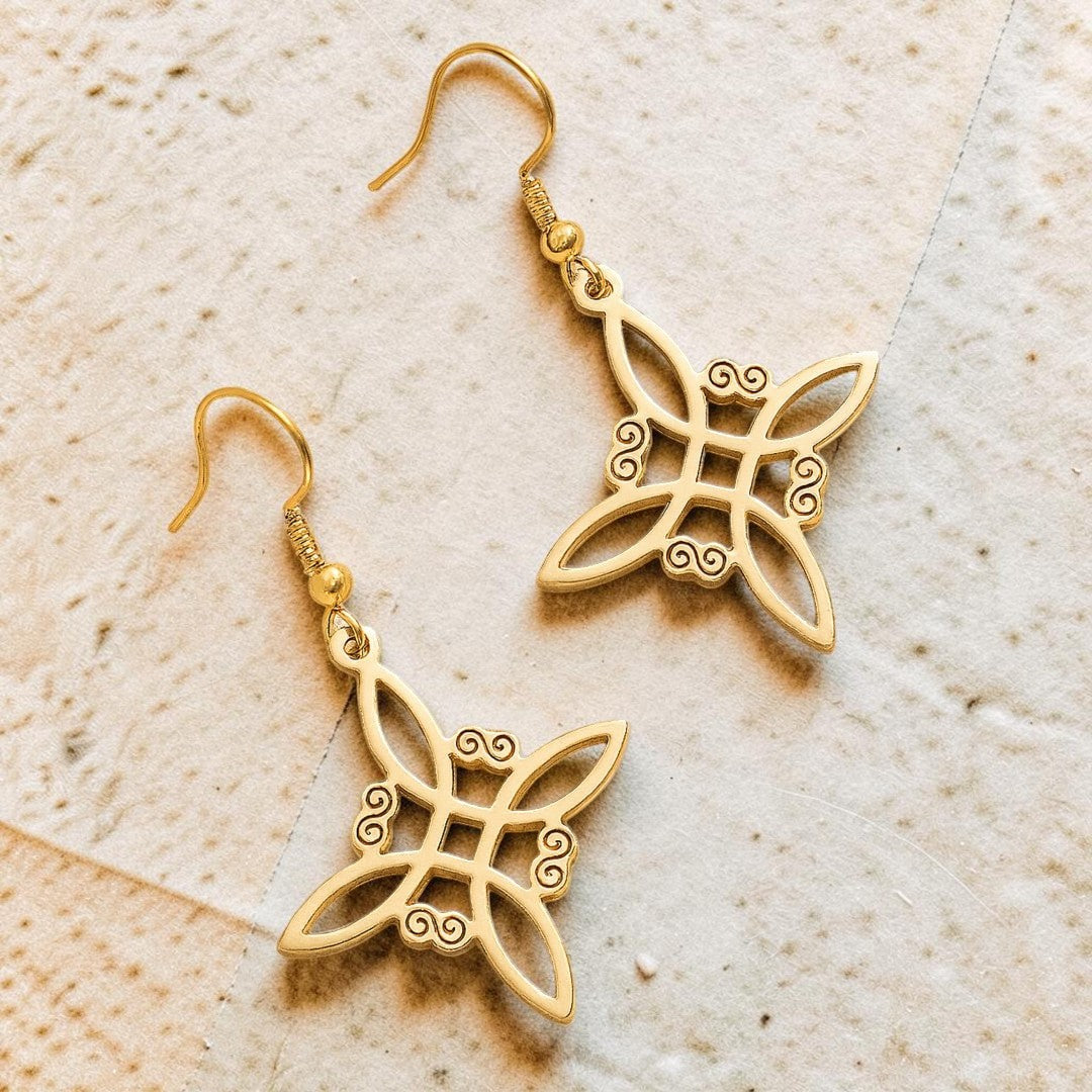ATELIER-TIBET – Boucles d'Oreilles Protection Enchantée en Noeud de Sorcière