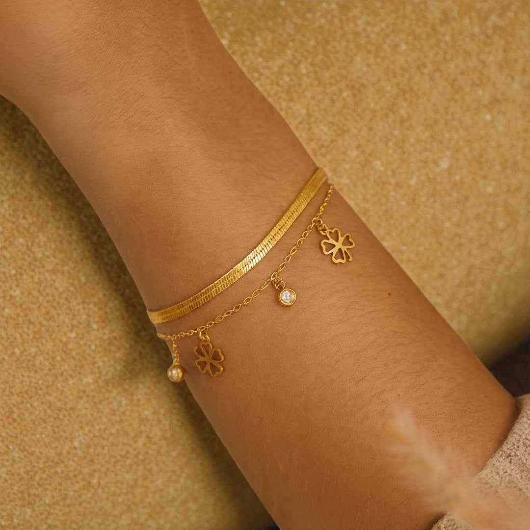 ATELIER-TIBET – Bracelet Trèfle Enchanté - Couleur Or / Argent