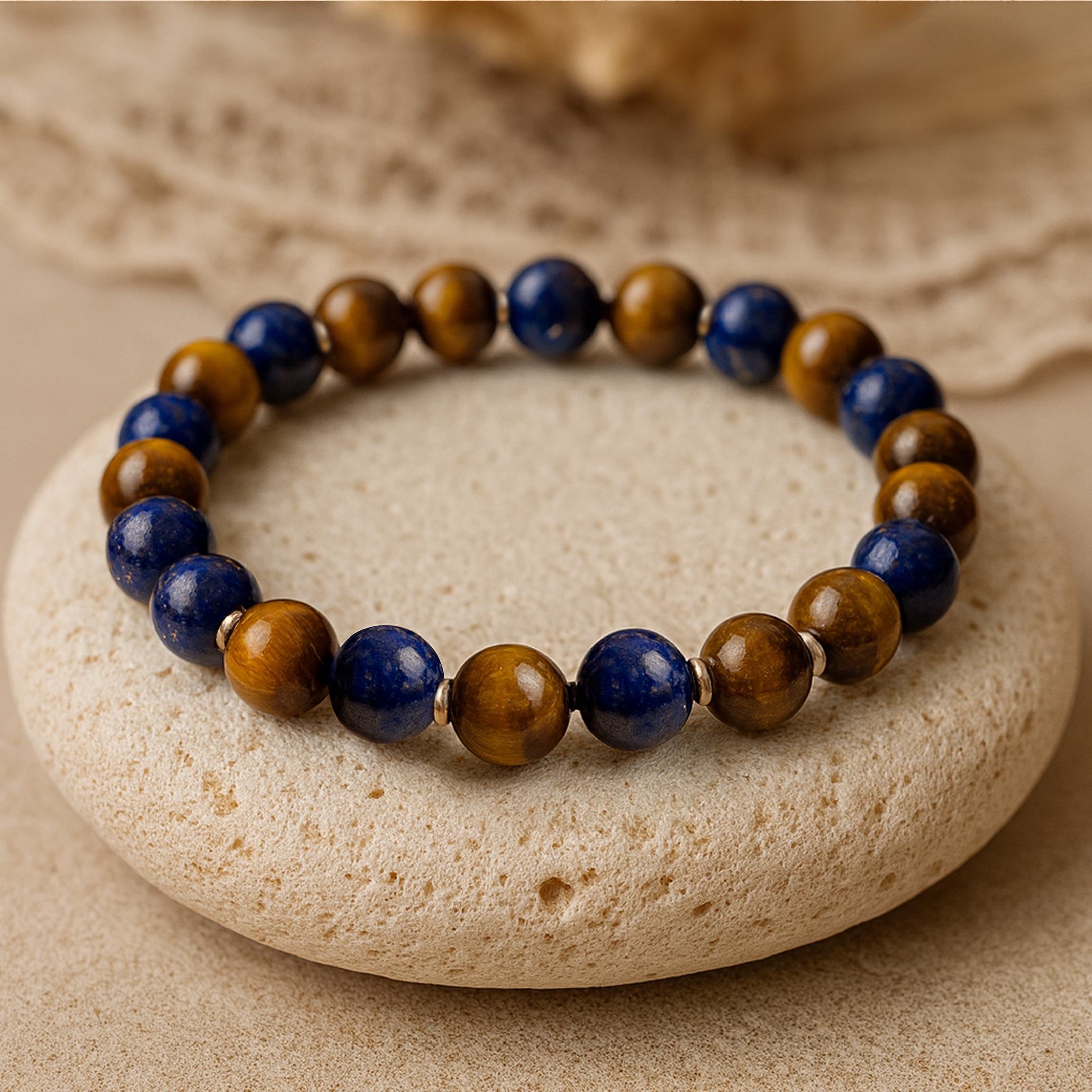 ATELIER-TIBET – Bracelet Lâcher-Prise en Oeil de Tigre & Lapis Lazuli