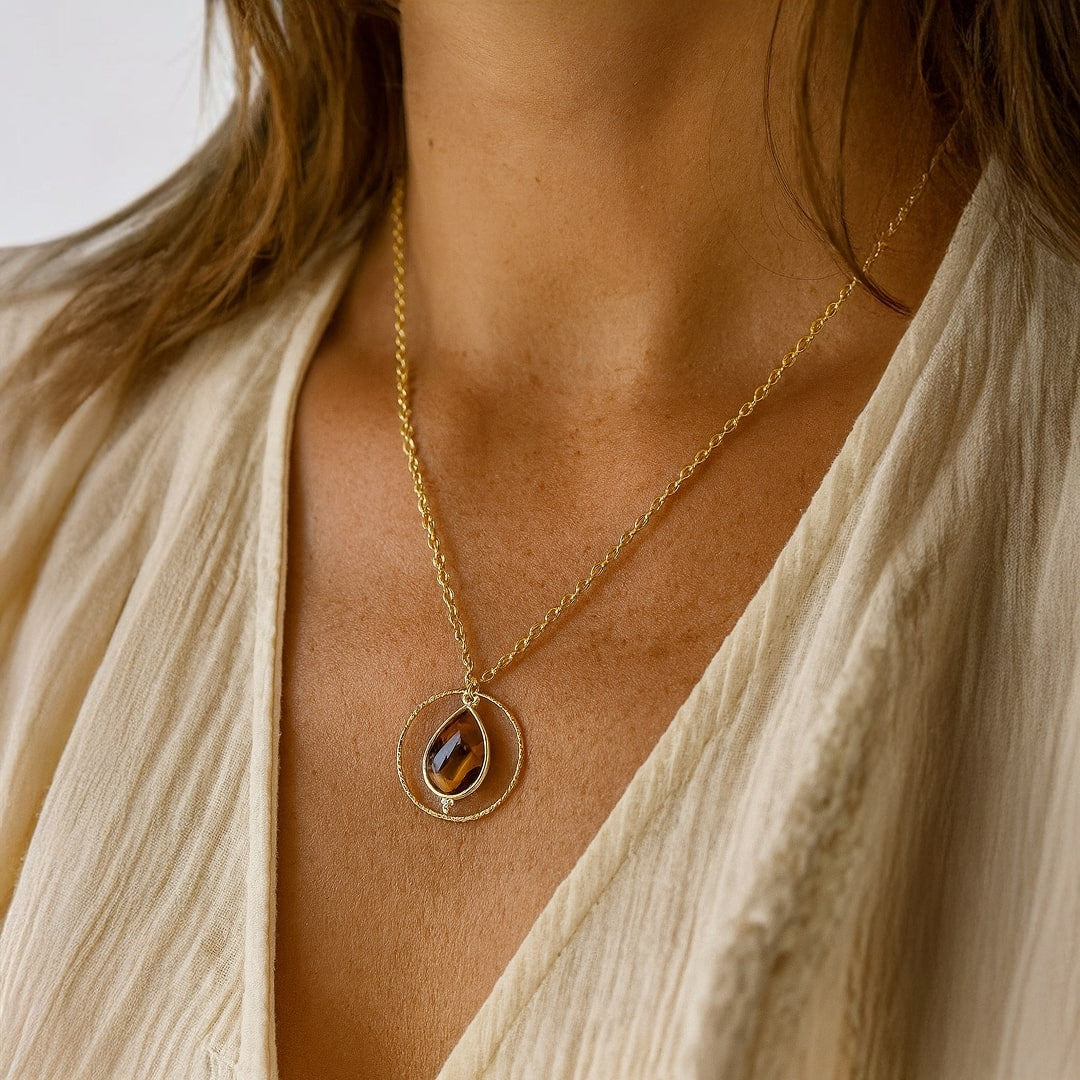ATELIER-TIBET – Collier Cercle Protecteur en Oeil de Tigre