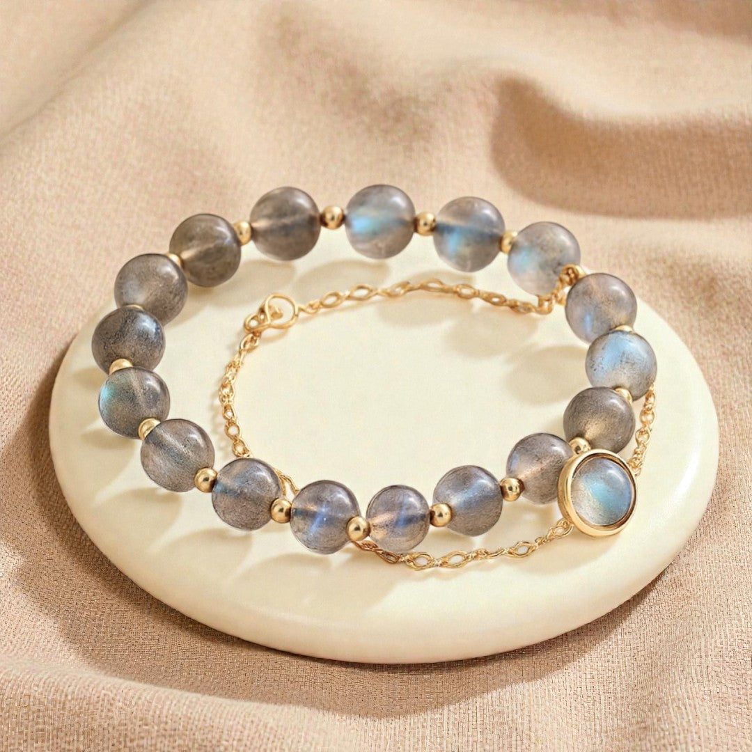 ATELIER-TIBET – Bracelet Duo Clarté & Protection en Labradorite