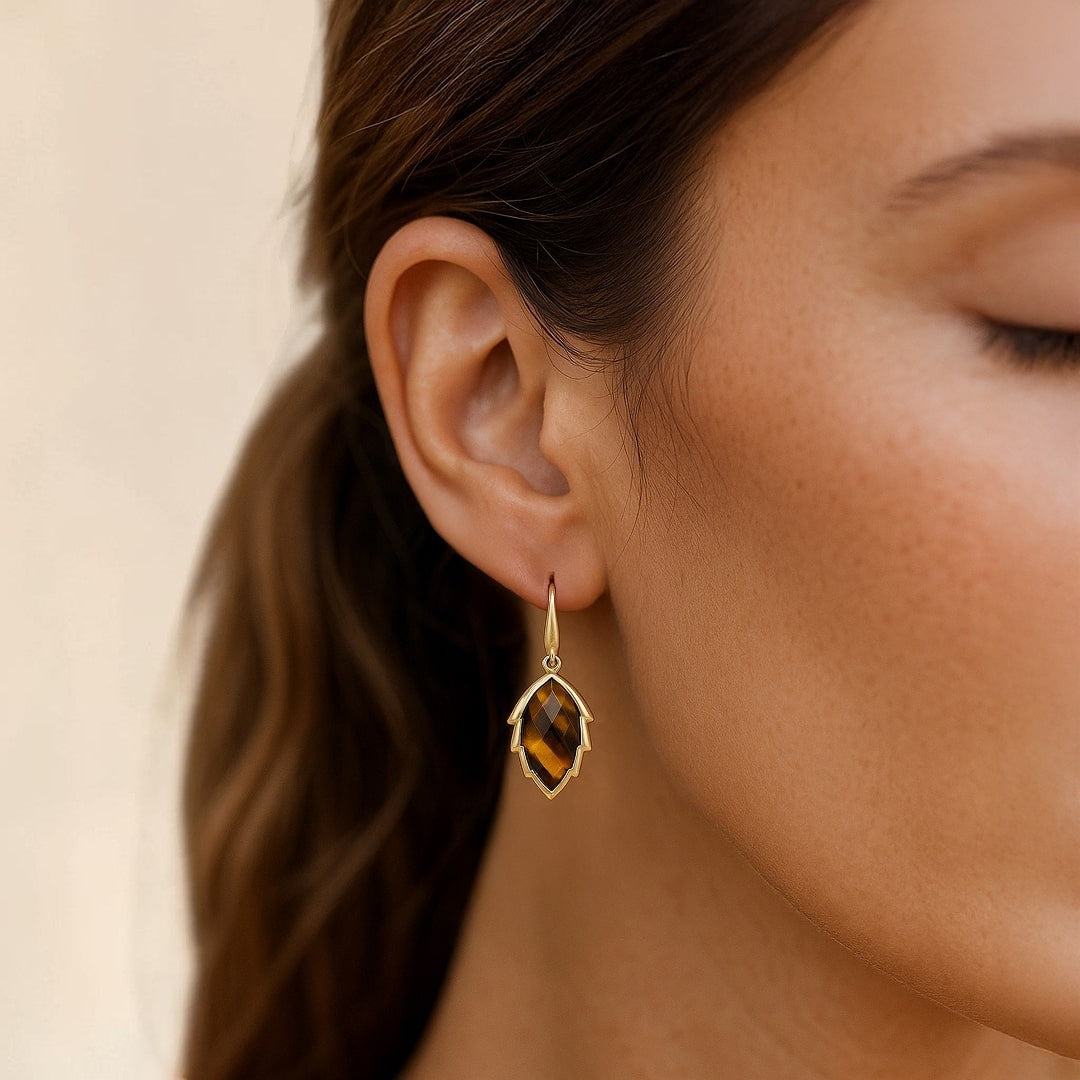 ATELIER-TIBET – Boucles d'Oreilles Feuilles de l'Arbre en Pierre Naturelle