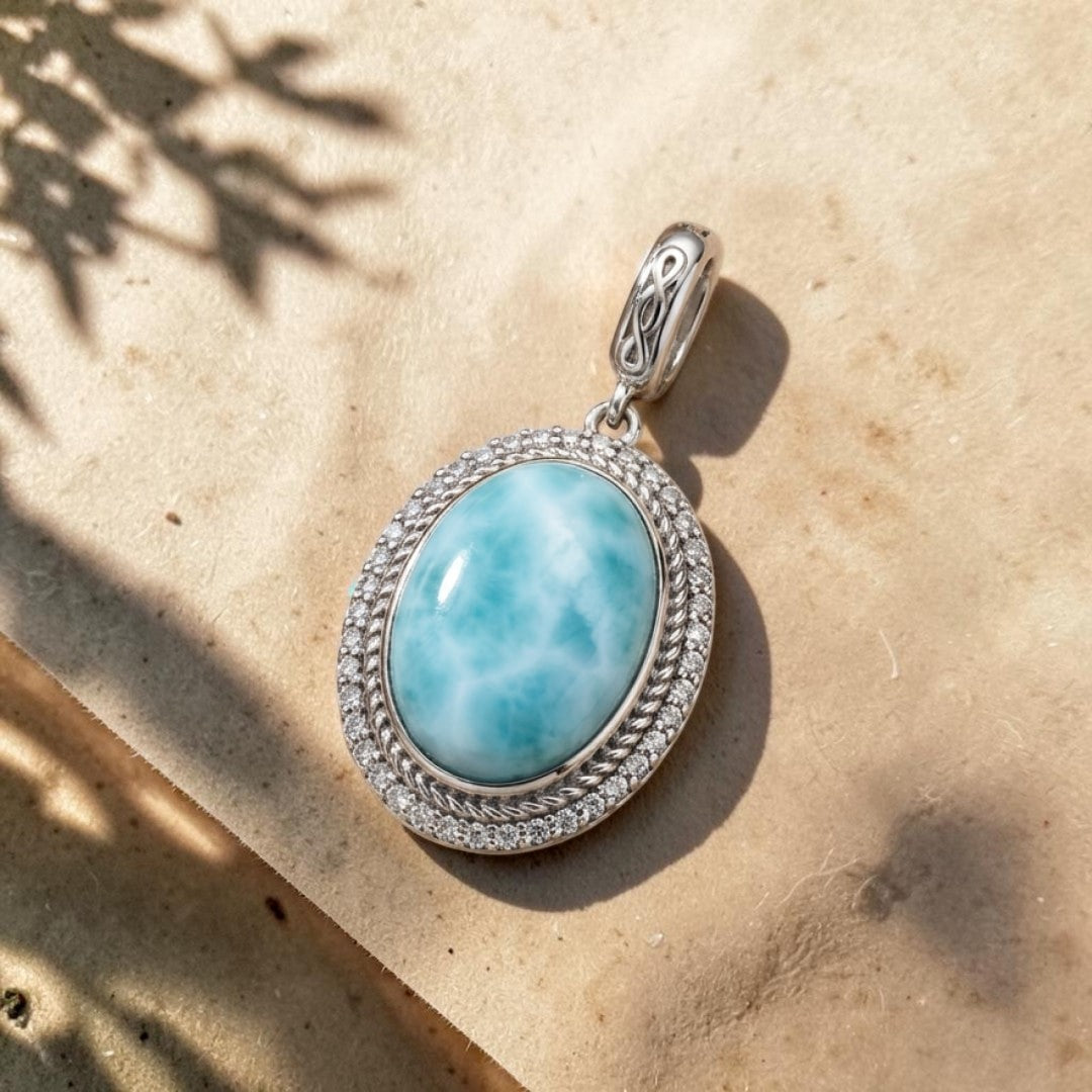 ATELIER-TIBET – Collier Bleu Tranquillité en Larimar