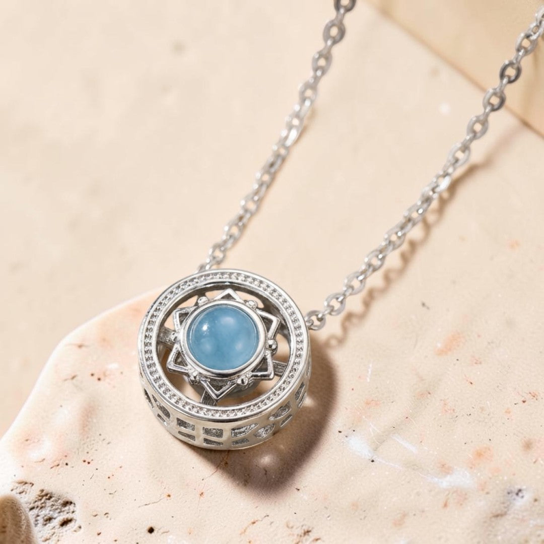 ATELIER-TIBET – Pendentif Rotatif Emotions apaisées en Aigue-Marine