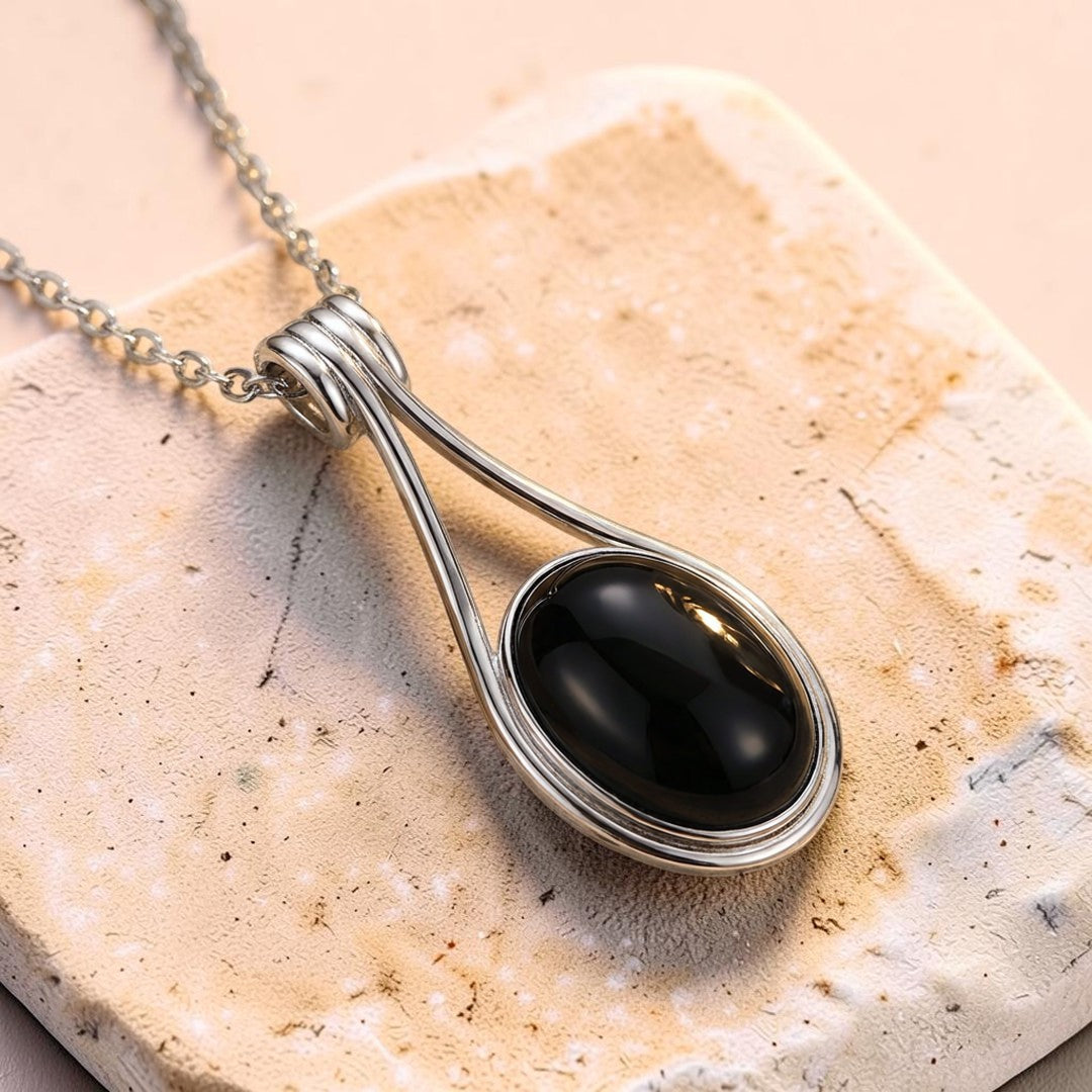 ATELIER-TIBET – Pendentif Noir Serein en Onyx Noire & Argent