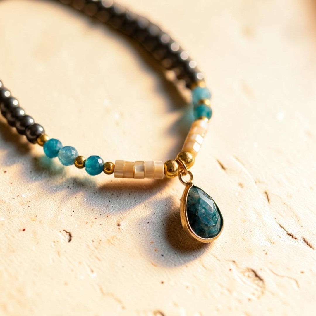 ATELIER-TIBET – Collier Ras de Cou Goutte en Apatite