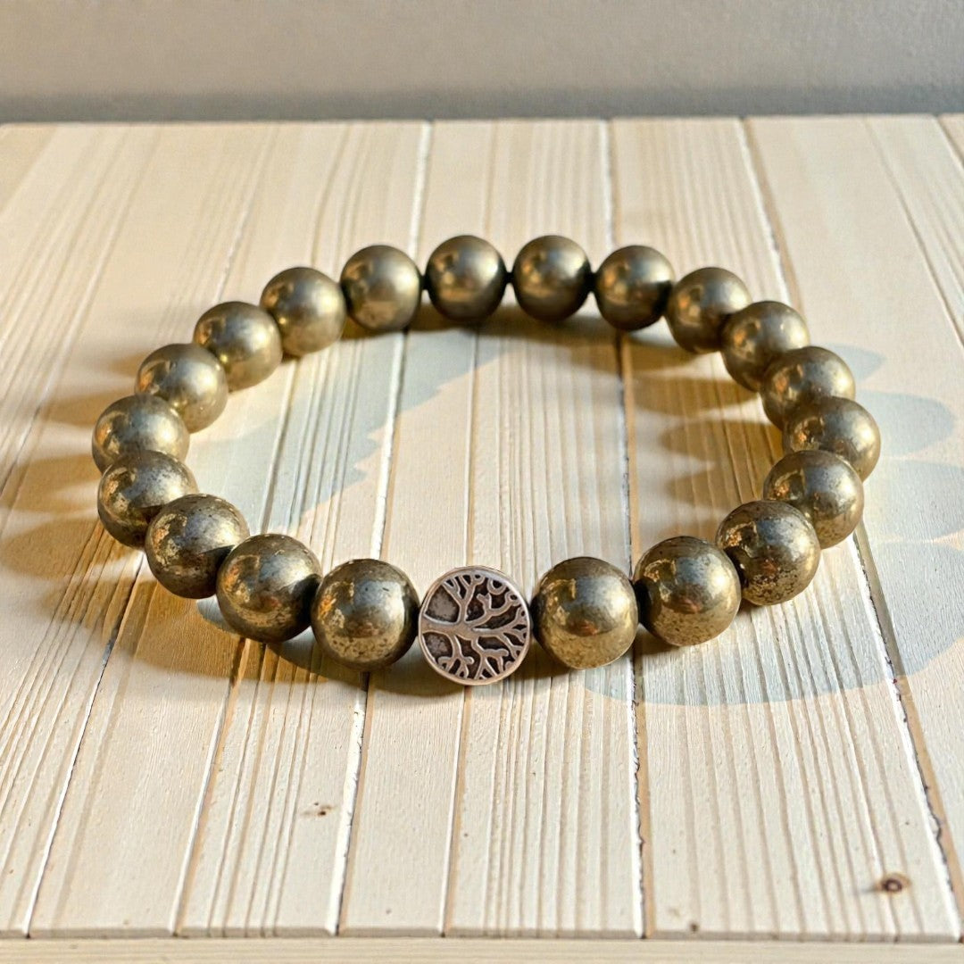 ATELIER-TIBET – Bracelet Bouclier de Prospérité en Pyrite
