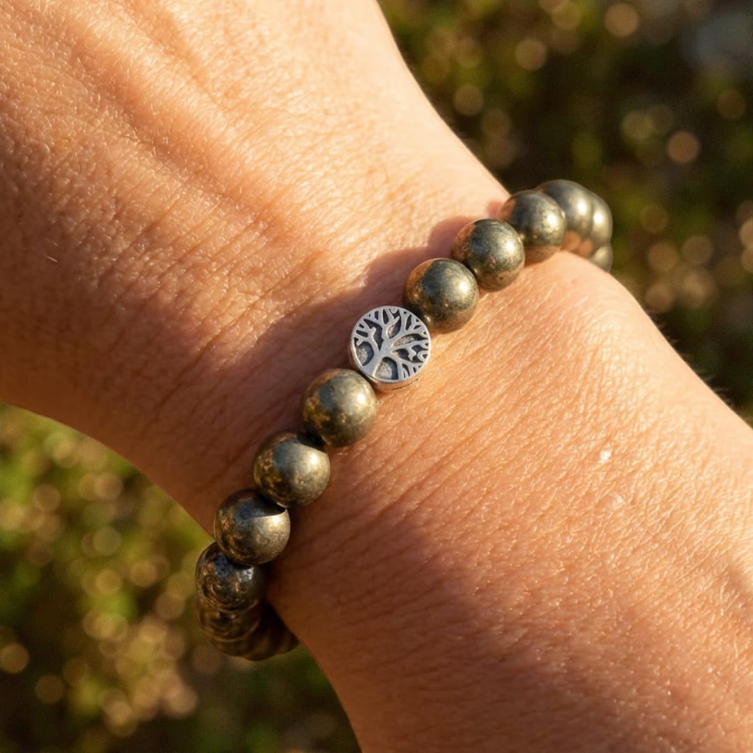 ATELIER-TIBET – Bracelet Bouclier de Prospérité en Pyrite